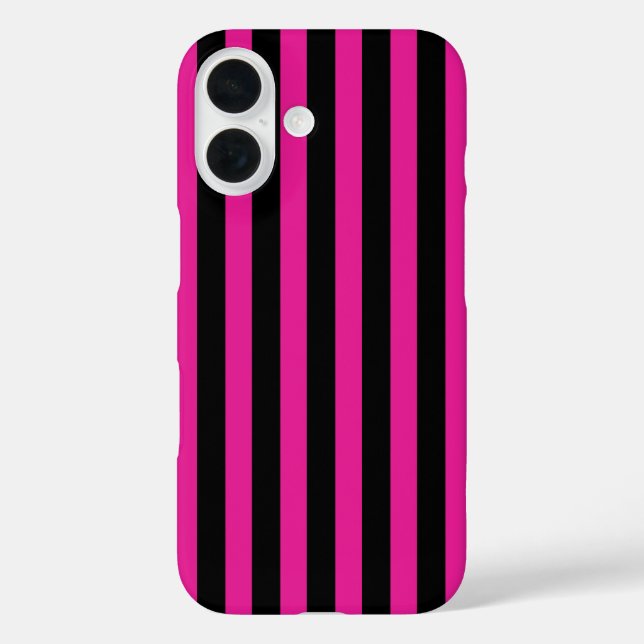 Fuchsia and black candy stripes Case-Mate iPhone case (Back)