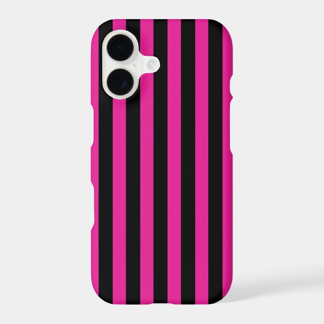 Fuchsia and black candy stripes Case-Mate iPhone case (Back)