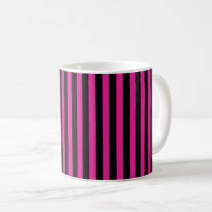 Fuchsia and black candy stripes coffee mug