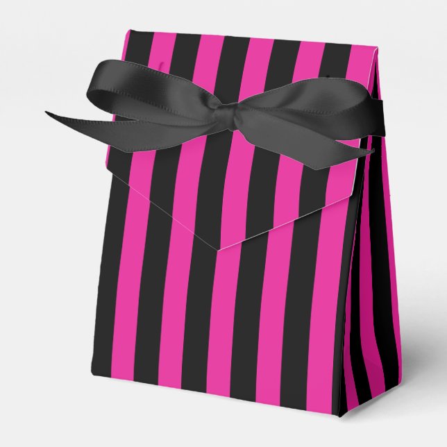 Fuchsia and black candy stripes favor boxes (Front Side)