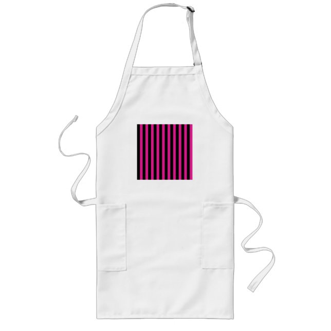 Fuchsia and black candy stripes long apron (Front)
