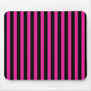 Fuchsia and black candy stripes mouse pad