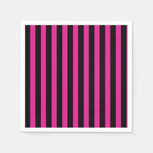 Fuchsia and black candy stripes napkins