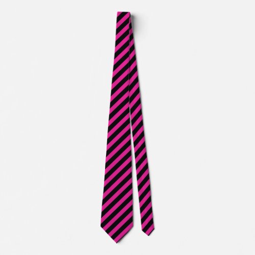 Fuchsia and black candy stripes neck tie
