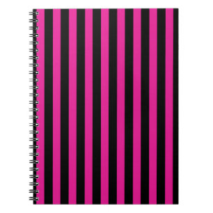 Fuchsia and black candy stripes notebook