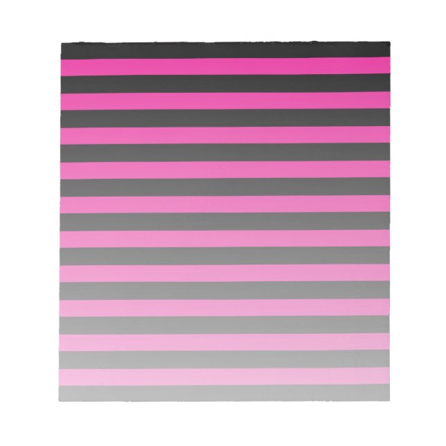 Fuchsia and black candy stripes notepad (Front)