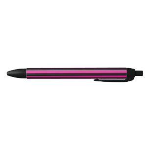 Fuchsia and black candy stripes pen
