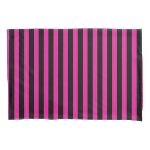 Fuchsia and black candy stripes pillow case