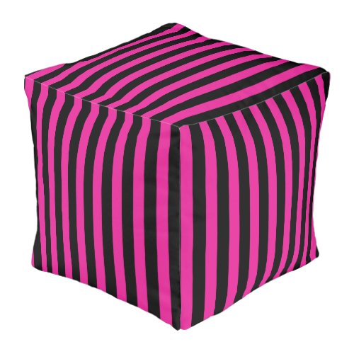 Fuchsia and black candy stripes pouf