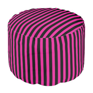 Fuchsia and black candy stripes pouf
