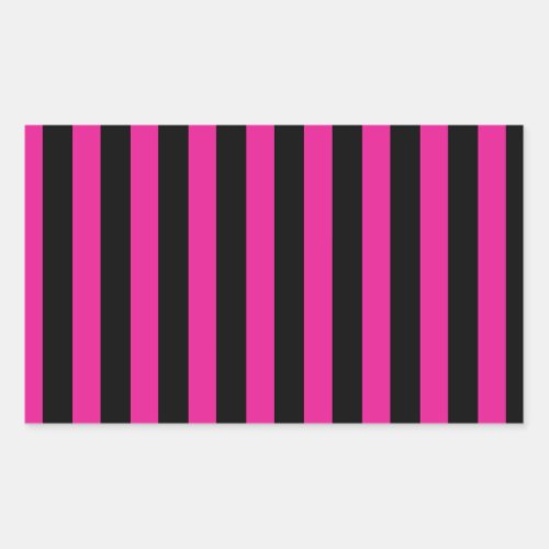 Fuchsia and black candy stripes rectangular sticker