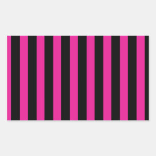 Fuchsia and black candy stripes rectangular sticker