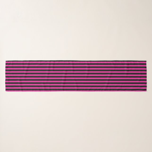 Fuchsia and black candy stripes scarf (Front (Horizontal))