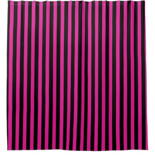 Fuchsia and black candy stripes shower curtain