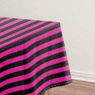 Fuchsia and black candy stripes tablecloth