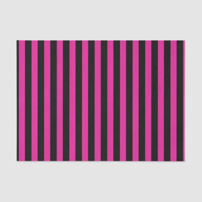 Fuchsia and black candy stripes tissue paper (Front)