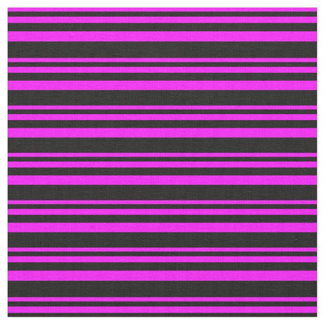 Fuchsia and Black Colored Lined Pattern Fabric (Close Up)