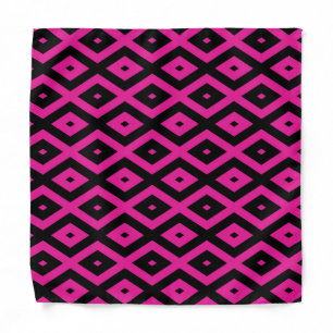 Fuchsia and black diamond pattern bandana