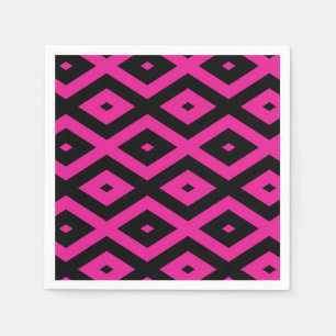 Fuchsia and black diamond pattern napkins