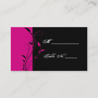 Fuchsia and Black Floral Wedding Place Cards