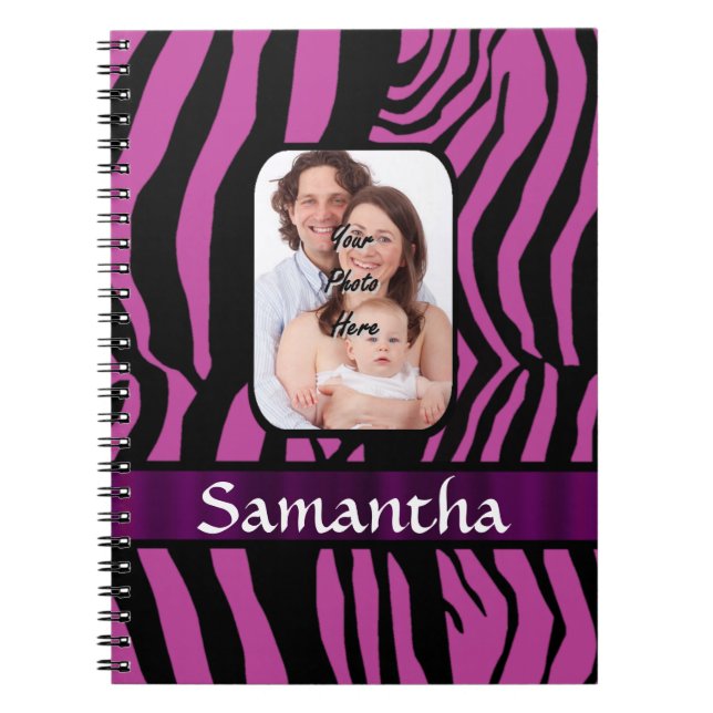 Fuchsia and black zebra print notebook (Front)