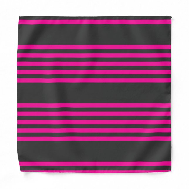 Fuchsia and charcoal five stripes pattern bandana (Front)