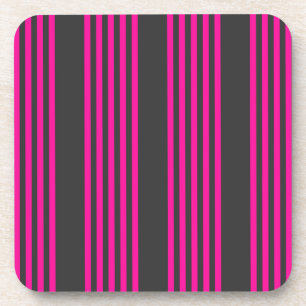 Fuchsia and charcoal five stripes pattern beverage coaster