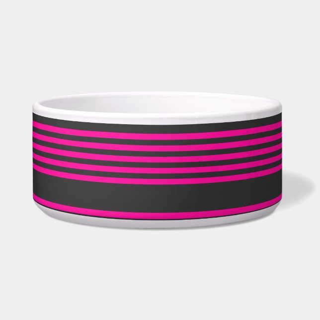 Fuchsia and charcoal five stripes pattern bowl (Front)