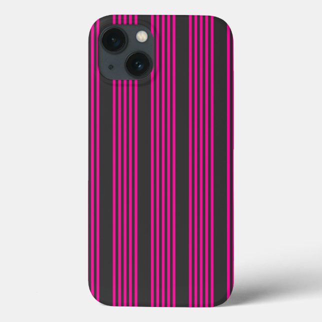 Fuchsia and charcoal five stripes pattern Case-Mate iPhone case (Back)