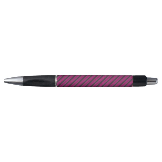 Fuchsia and charcoal five stripes pattern pen (Front)