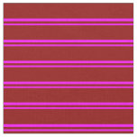 [ Thumbnail: Fuchsia and Dark Red Colored Stripes Pattern Fabric ]