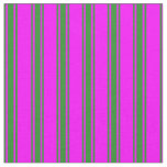 [ Thumbnail: Fuchsia and Forest Green Colored Lines Fabric ]