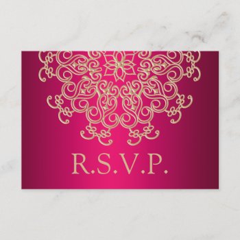 Fuchsia And Gold Indian Response Rsvp Card by OccasionInvitations at Zazzle