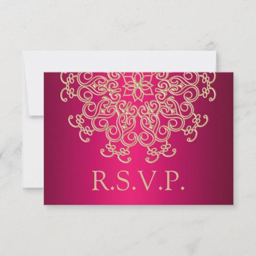 FUCHSIA AND GOLD INDIAN RESPONSE RSVP CARD