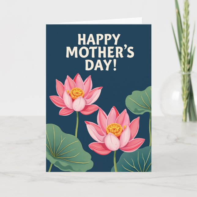 Fuchsia And Gold Mothers Day Card (Front)