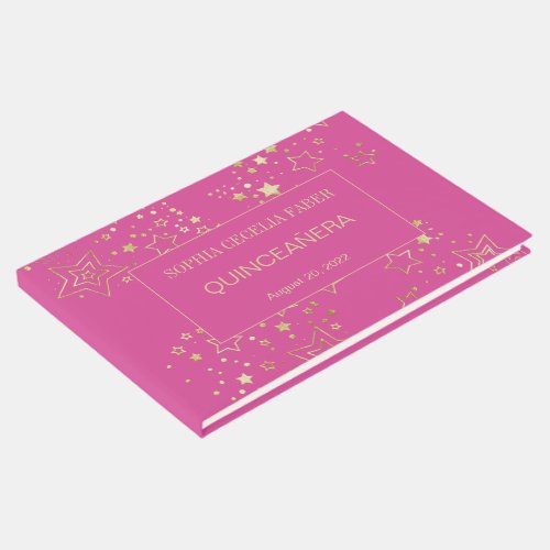Fuchsia and Gold Quinceanera Guest Book