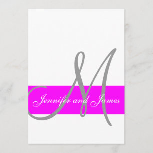 Fuchsia and Gray Modern Wedding Invitation