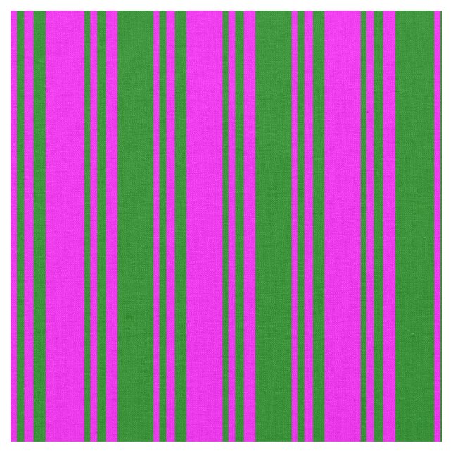 Fuchsia and Green Lined/Striped Pattern Fabric (Close Up)