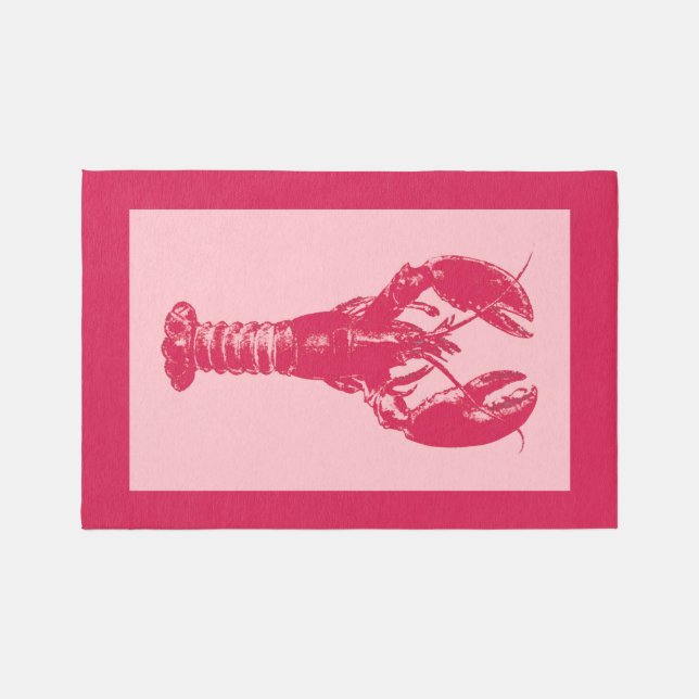 Fuchsia and Light Pink Lobster Outdoor Rug (Front)