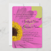 Fuchsia and Lime Gerber Daisy Wedding Invitation (Front)