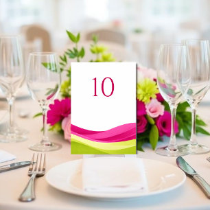 Fuchsia and Lime Green Wedding Table Number