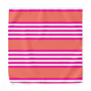 Fuchsia and living coral five stripes pattern bandana