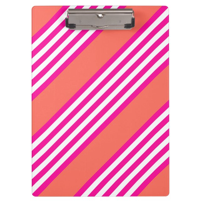 Fuchsia and living coral five stripes pattern clipboard (Front)