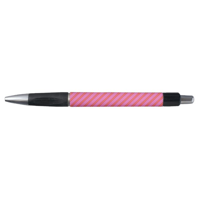 Fuchsia and living coral five stripes pattern pen (Front)