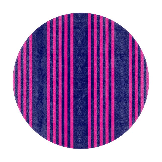 Fuchsia and navy blue five stripes pattern cutting board (Front)