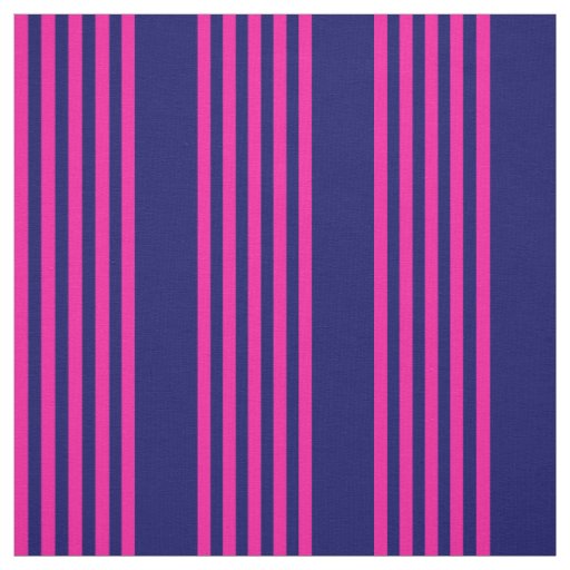 Fuchsia and navy blue five stripes pattern fabric