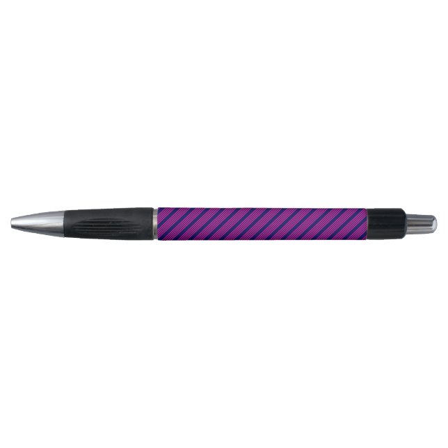 Fuchsia and navy blue five stripes pattern pen (Front)