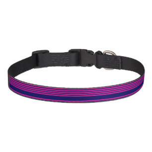 Fuchsia and navy blue five stripes pattern pet collar