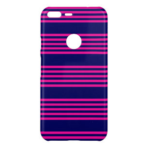 Fuchsia and navy blue five stripes pattern uncommon google pixel XL case