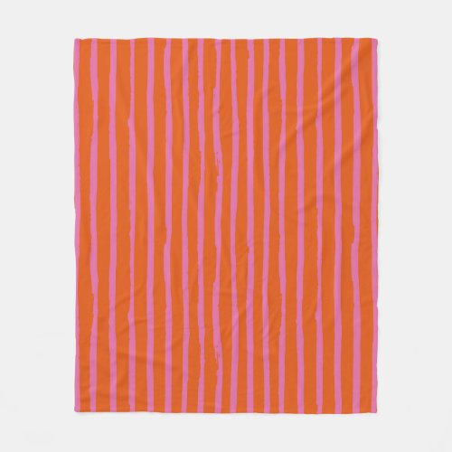 Fuchsia And Orange Grunge Bold Stokes Lines Patter Fleece Blanket